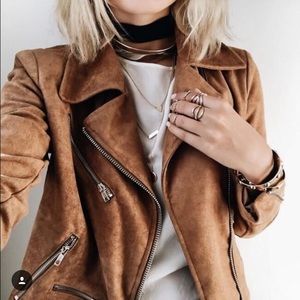 Faux Suede Moto Jacket